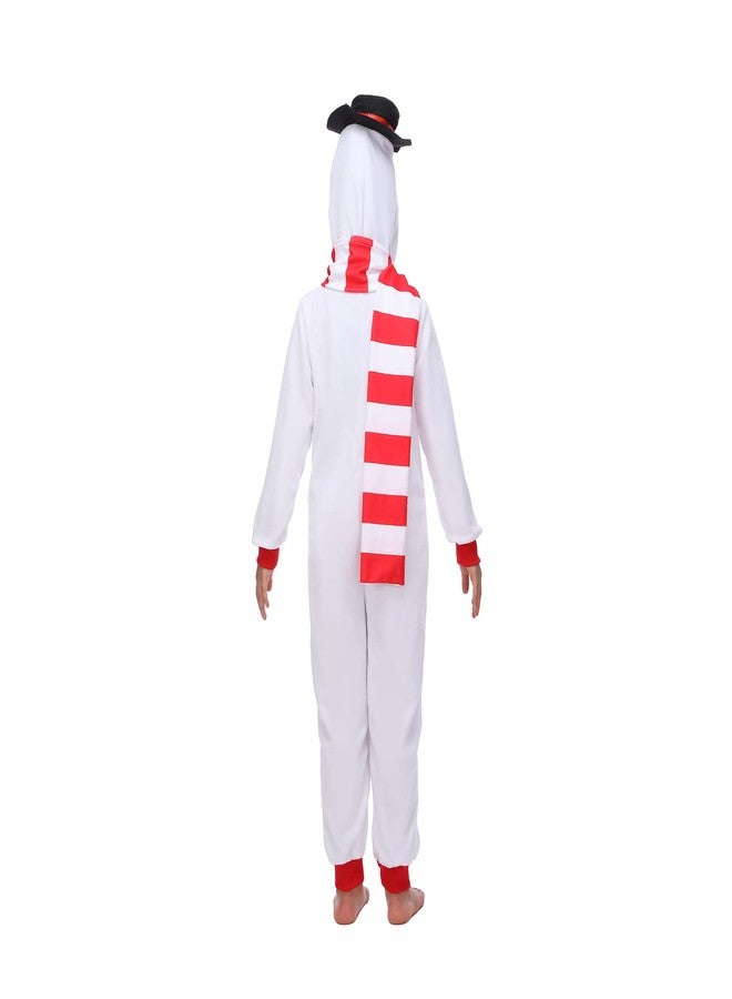 Wizland Kids Snowman Onesie One Piece Costume Unisex Christmas Costume Winter Fleece One-Piece Snowman 6-8 - Image 5